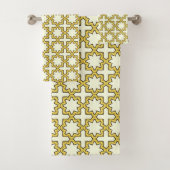 Yellow and brown geometric patterned  バスタオルセット (インサイチュ)