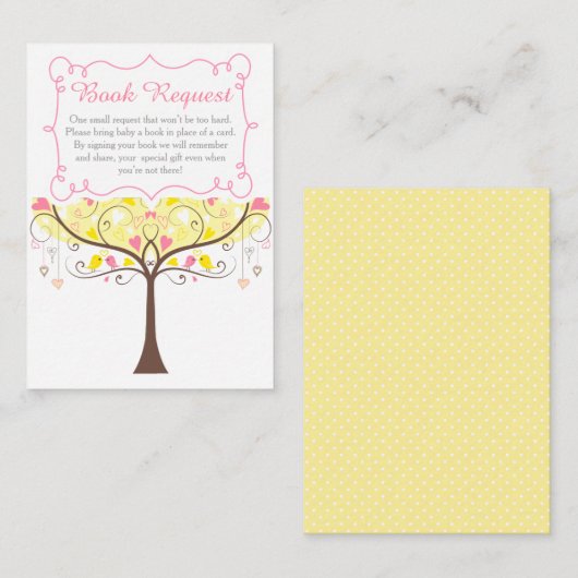 Yellow and Coral Floral Baby Shower Book Request エンクロージャーカード (正面/裏面)
