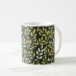 Yellow and Cream Leafy Branches Pattern  コーヒーマグカップ