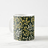 Yellow and Cream Leafy Branches Pattern  コーヒーマグカップ (正面左)