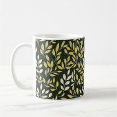 Yellow and Cream Leafy Branches Pattern  コーヒーマグカップ (左)