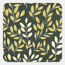Yellow and Cream Leafy Branches Pattern 