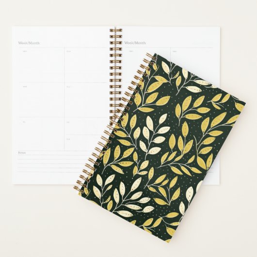 Yellow and Cream Leafy Branches Pattern  プランナー手帳 (ディスプレー)