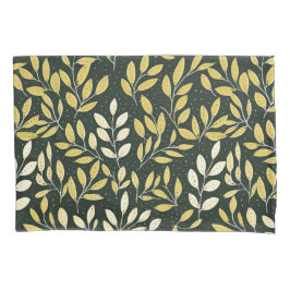 Yellow and Cream Leafy Branches Pattern  枕カバー