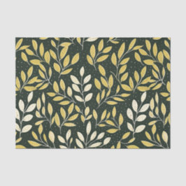 Yellow and Cream Leafy Branches Pattern  薄葉紙