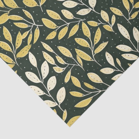 Yellow and Cream Leafy Branches Pattern  薄葉紙 (詳細)