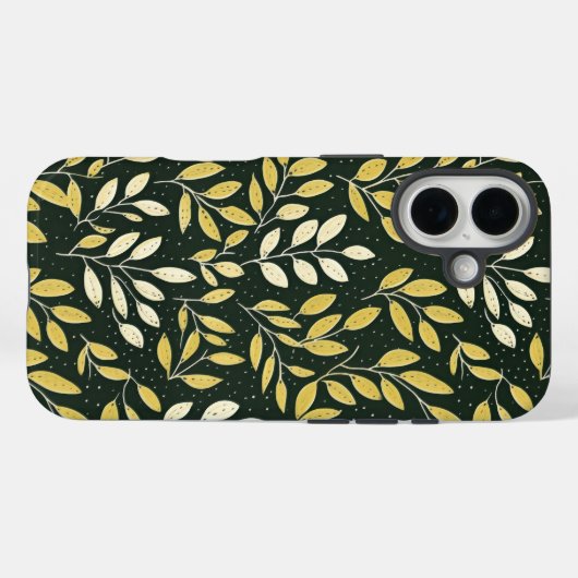 Yellow and Cream Leafy Branches Pattern  Case-Mate iPhoneケース (裏面 (横))