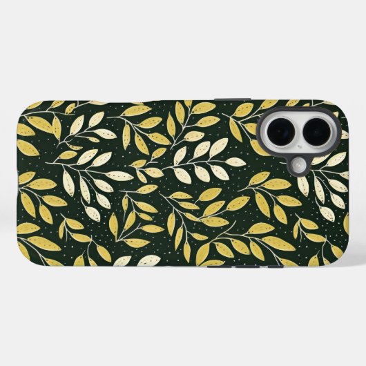 Yellow and Cream Leafy Branches Pattern  Case-Mate iPhoneケース (裏面 (横))
