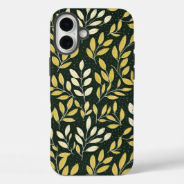 Yellow and Cream Leafy Branches Pattern  iPhone 16 Plusケース