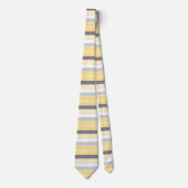 Yellow and Gray Horizontal Stripes Neck Tie ネクタイ (正面)