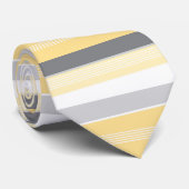 Yellow and Gray Horizontal Stripes Neck Tie ネクタイ (ロール)