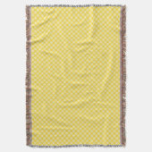 Yellow and gray patterned blanket with fringed スローブランケット (正面縦)