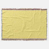 Yellow and gray patterned blanket with fringed スローブランケット (正面)