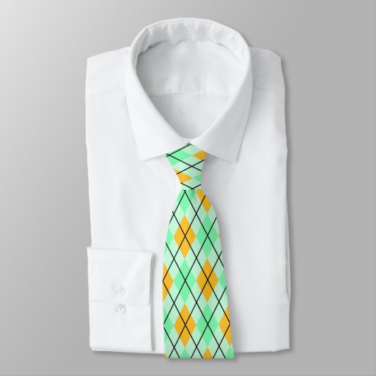 Yellow and Green Argyle Pattern ネクタイ (タイ)