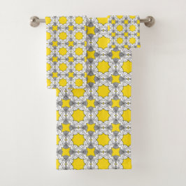 Yellow and green geometric pattern  バスタオルセット