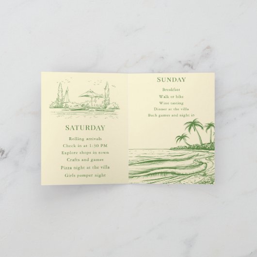 Yellow and Green Summer Bachelorette Weekend カード (内部)