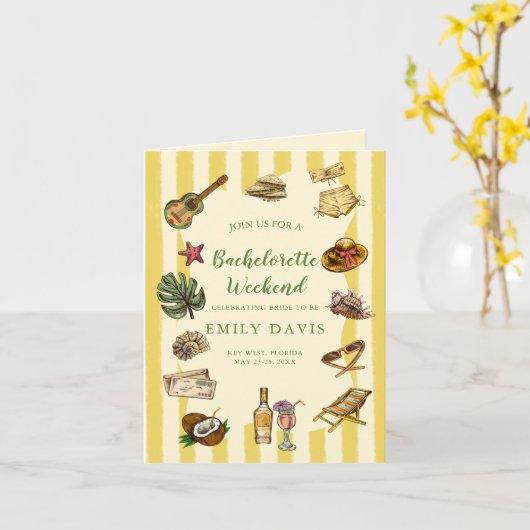 Yellow and Green Summer Bachelorette Weekend カード (黄色い花)