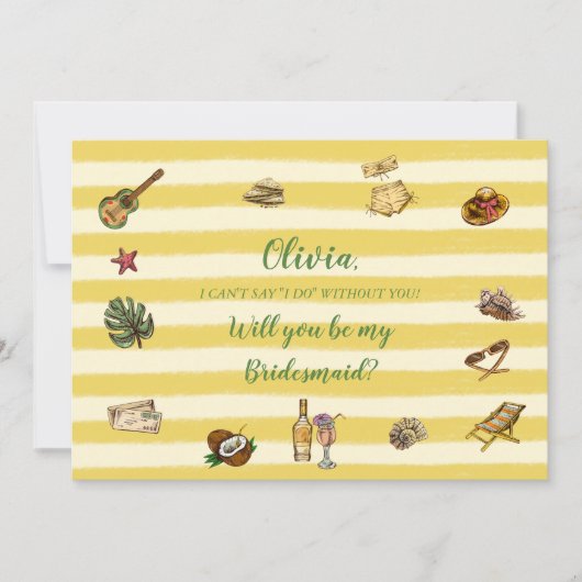 Yellow and Green Summer Bridesmaid Proposal Card 招待状 (正面)