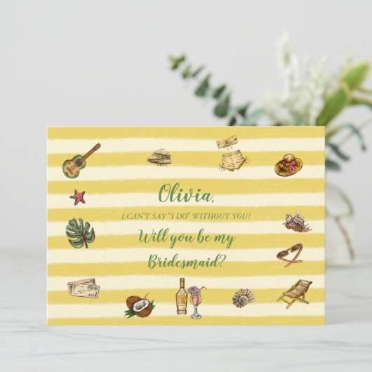Yellow and Green Summer Bridesmaid Proposal Card 招待状 (スタンド正面)
