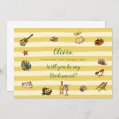 Yellow and Green Summer Bridesmaid Proposal Card 招待状 (正面/裏面)