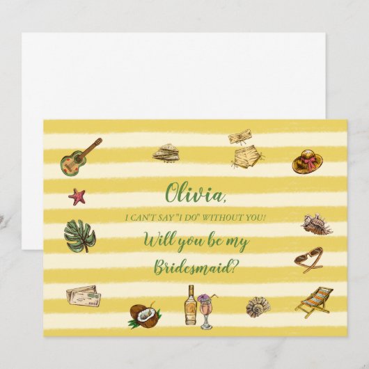 Yellow and Green Summer Bridesmaid Proposal Card 招待状 (正面/裏面)
