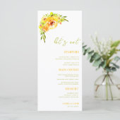 Yellow and Green Summer Floral Let's Eat Wedding メニュー (スタンド正面)