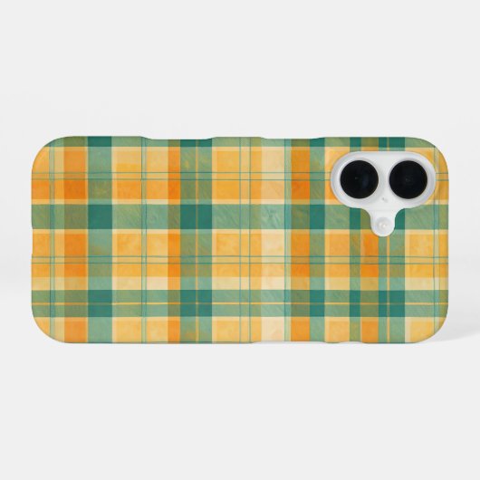 Yellow and Green Tartan Plaid Pattern iPhone 16ケース (裏面横)