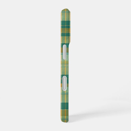 Yellow and Green Tartan Plaid Pattern iPhone 16ケース (右側面)
