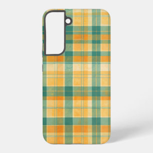 Yellow and Green Tartan Plaid Pattern Samsung Galaxy S22+ケース