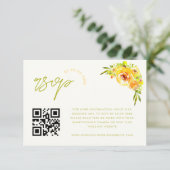 Yellow and Green Vibrant Floral QR Code RSVP Card エンクロージャーカード (スタンド正面)