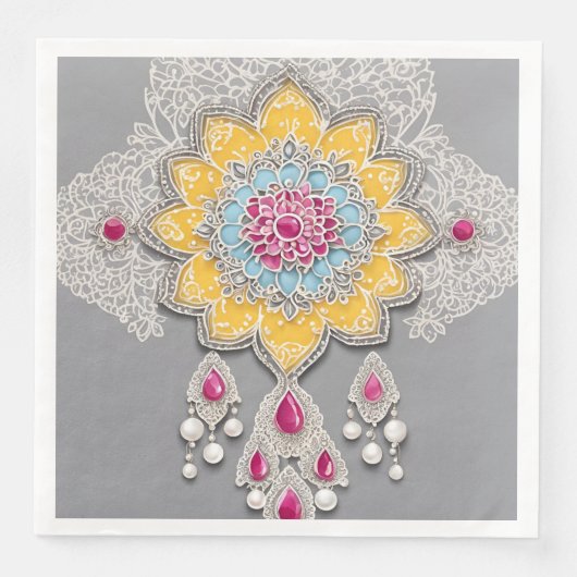 Yellow and grey floral patterns Ai art (正面)