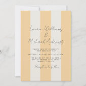 Yellow and Off-White Cabana Stripes Wedding 招待状 (正面)
