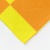 Yellow and Orange Checkered Square Pattern Throw P フリースブランケット (角)