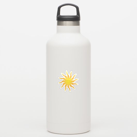 Yellow and Orange Funky Flaming Sun シール (ウォーターボトル)