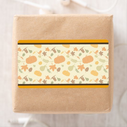 Yellow and Orange Thanksgiving Harvest Pattern ラベル (インサイチュ)