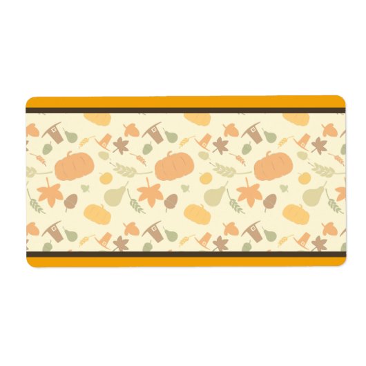 Yellow and Orange Thanksgiving Harvest Pattern ラベル (正面)