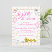 Yellow and Pink Baby Shower Invitation 招待状 (スタンド正面)