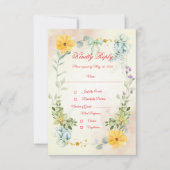 Yellow and Pink Floral RSVP Card (正面)