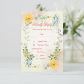 Yellow and Pink Floral RSVP Card (スタンド正面)