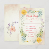 Yellow and Pink Floral RSVP Card (正面/裏面)