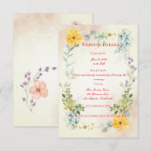 Yellow and Pink Floral Wedding Enclosure Card エンクロージャーカード (正面/裏面)