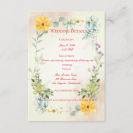 Yellow and Pink Floral Wedding Enclosure Card エンクロージャーカード