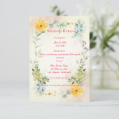 Yellow and Pink Floral Wedding Enclosure Card エンクロージャーカード (スタンド正面)