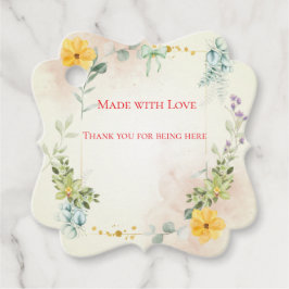 Yellow and Pink Floral Wedding Favor Tag フェイバータグ