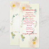 Yellow and Pink Floral Wedding Menu Card メニュー (正面/裏面)