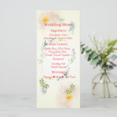 Yellow and Pink Floral Wedding Menu Card メニュー (スタンド正面)