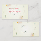 Yellow and Pink Floral Wedding Place Card プレイスカード (正面/裏面)