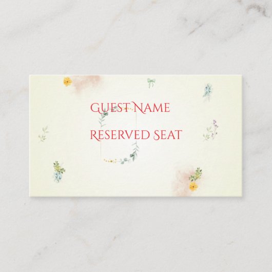 Yellow and Pink Floral Wedding Place Card プレイスカード (正面)