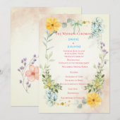 Yellow and Pink Floral Wedding Program プログラム (正面/裏面)
