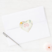 Yellow and Pink Floral Wedding Sticker ハートシール (封筒)